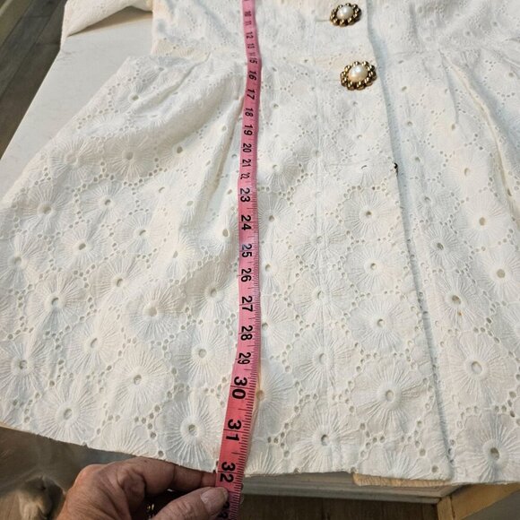 Skirtin Around Coat Dress Size 8 White Eyelet Cotton Y2K Retro Vintage Boho - Picture 13 of 14